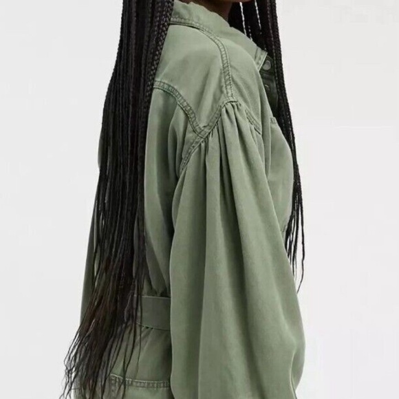 All Saints Rare Jess Military Green Long Sleeve Romper - size 4 - Picture 2 of 6